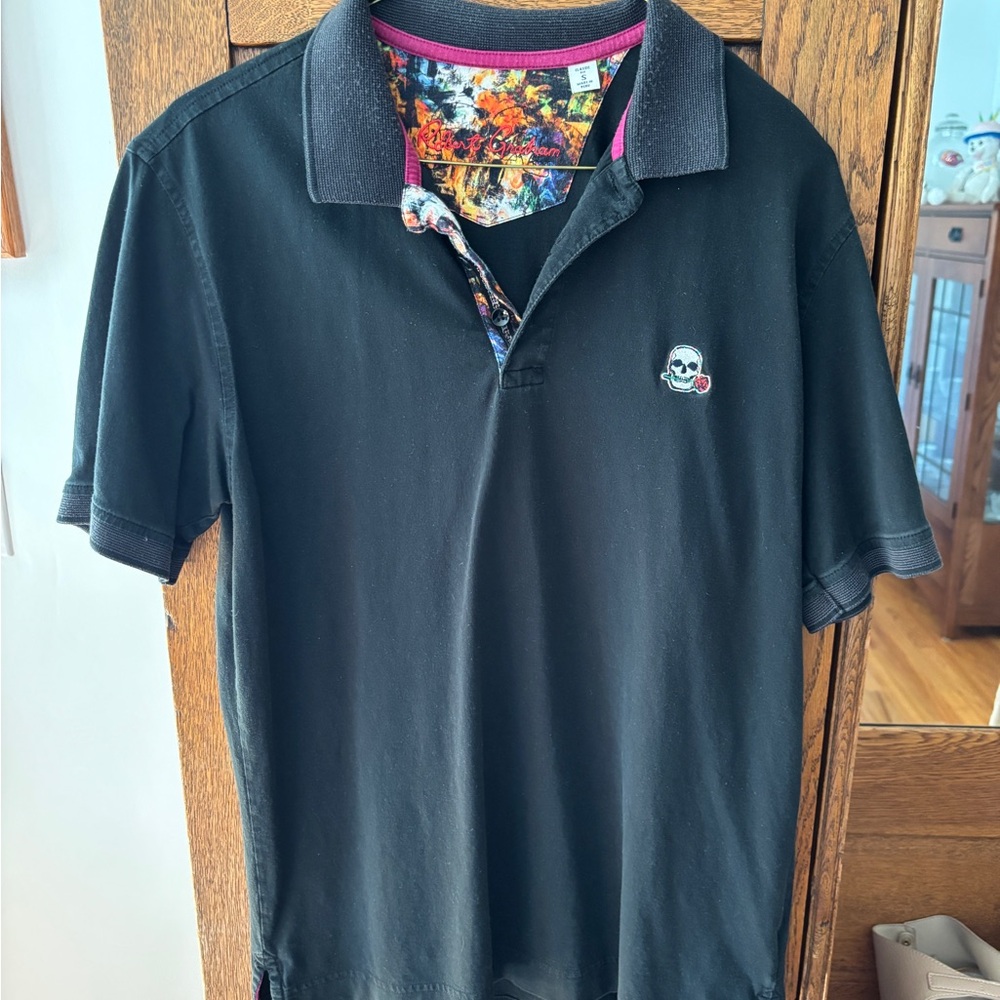 Robert Graham Black Polo Shirt Classic Design